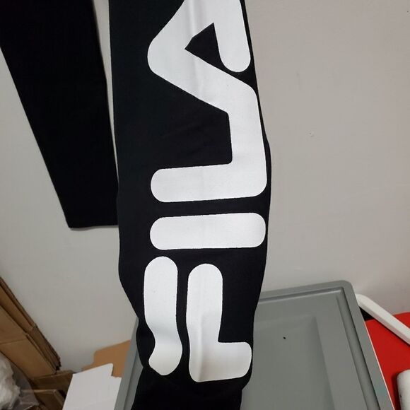 Womens FILA SZ XS Soft Stretch Cotton Leggings Workout Yoga Pant Fitness BLACK - Picture 2 of 8